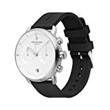 Nordgreen Skandinavische Design Herren Uhr Analog Quarz Silber | Weißes Ziffernblatt | Schwarzes, auswechselbares Silikon Armband | Modell: Pioneer
