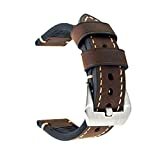 Ersatz-Uhrenband, echtes Leder, für Armbanduhr, Vintage-Stil, für Herren/Frauen, mit Edelstahlschnalle, schwarz/braun, 20 mm/22 mm/24 mm, dunkelbraun, 22 mm