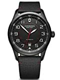 Victorinox Herren Armbanduhr Airboss Mechanical Black Edition Ø 45mm, Swiss Made, Automatik, Wasserdicht bis 100m, 3-Fach Saphirglas, Stoff Armband, Schwarz, 241720