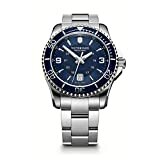 Victorinox Herren-Uhr Maverick Large, Herren-Armbanduhr, analog, Quarz, Wasserdicht bis 100 m, Gehäuse-Ø 43 mm, Armband 22 mm, 187 g, Silber