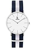 Alienwork Armbanduhr Herren Damen Silber NATO-Armband blau Ultra-flach