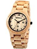 Alienwork Armbanduhr Herren Damen gelb Holz-Armband Kalender Datum Natur-Holz