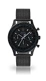 DETOMASO Firenze Herren-Armbanduhr Chronograph Analog Quarz schwarzes Milanaise Mesh Armband schwarzes Zifferblatt DT1068-A-847