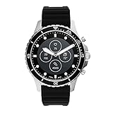 Fossil FB-01 HR- Hybrid Smartwatch Schwarzes Zifferblatt mit Display und schwarzem Silikonarmband für Herren - FTW7018