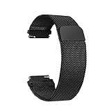 OKCS Mesh Armband kompatibel für Verschiedene Smartwatches Uhrenband aus Edelstahl mit Magnetverschluss 20mm - in Schwarz