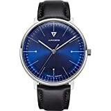 Junkers Bauhaus 40mm Analog Quarz Herrenuhr Lederarmband blau 9.08.01.01