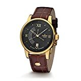 Kronsegler Vertigo Automatik Herren Armbanduhr vergoldet Onyx mit Lederband