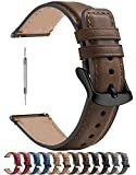Fullmosa Armband Kompatibel mit Huawei Watch GT 2e Armband/Huawei Watch GT 2 46mm / GT Classic/Sport/Active, 22mm Uhrenarmband Lederarmband, Dunkelbraun + Rauchgraue Hardware