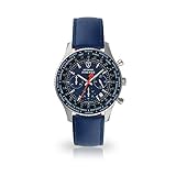DeTomaso Firenze Herren-Armbanduhr Chronograph Analog Quarz blaues Lederarmband blaues Zifferblatt SL1624C-BL-659