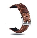 Berfine Quick Release Rindsleder Uhrenarmband 22mm, Vintage Retro Pull-Up Leder Uhrenband, Ersatzarmband für Damen Herren Uhr und Smartwatch, Braun