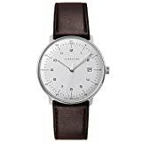 JUNGHANS „Max Bill“ Quarzuhr aus Edelstahl und Leder für Herren, Farbe: Braun Modell: 041/4461.00.