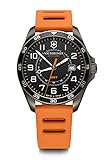 Victorinox Herren-Uhr FieldForce Sport GMT, Herren-Armbanduhr, analog, Quarz, Gehäuse-Ø 42mm, Kautschuk Armband 21 mm, 77 g, Schwarz/Orange