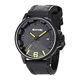 Extri Herren Analog Quarz Uhr mit Leder Armband X3007A