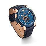 Kronsegler Meteorit Herren Armbanduhr Automatik mit Lederband rosevergoldet-blau/blau limitiert mit Meteoritgestein