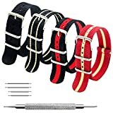 MEGALITH Uhrenarmband Packung mit 4 Nylon Strap 18mm 20mm 22mm Ballistic Nylon Uhr Armband Zulu Uhrband mit Edelstahl Schnalle