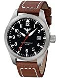 KHS Herrenuhr Airleader Steel Büffellederband Braun KHS.AIRS.LB5