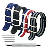 MEGALITH Uhrenarmband Packung mit 4 Nylon Strap 18mm 20mm 22mm Ballistic Nylon Uhr Armband Zulu Uhrband mit Edelstahl Schnalle