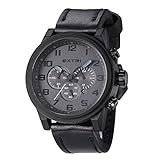 Extri Herren Chronograph Quarz Uhr mit Leder Armband X3001C
