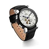 Kronsegler Meteorit Herren Armbanduhr Automatik mit Lederband Stahl-schwarz/Weiss limitiert mit Meteoritgestein