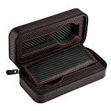 MR Maestro Relojero | Uhrenbox für 2 Uhren | Uhrenkasten | Uhrenkoffer | Carbon Fiber-Bezug | Uhrenschatulle | Samt-Innenfutter | Aus MDF, zum Reisen, schwarz