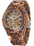 Alienwork Armbanduhr Herren Damen braun Holz-Armband Kalender Datum Natur-Holz