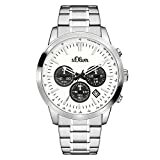 s.Oliver Time Herren Chronograph Quarz Uhr mit Edelstahl Armband SO-3334-MC, silber