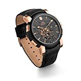 Kronsegler Meteorit Herren Armbanduhr Automatik mit Lederband rosevergoldet-schwarz/schwarz limitiert mit Meteoritgestein