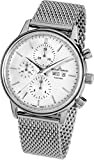 JACQUES LEMANS Herrenuhr Retro Classic Valjoux Metallband massiv Edelstahl Chronograph Big Date N-208E