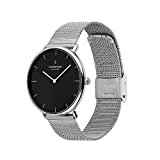 Nordgreen skandinavische Designuhr - analoges Quarzwerk, weißes Zifferblatt, austauschbare Leder/Mesh-Armbänder, stilvolle Armbanduhr, Unisex, wasserbeständig, modern, Modell Native