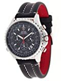 DETOMASO Herrenuhr Quarz Edelstahlgehäuse Lederarmband Mineralglas TERAMO Chronograph Classic schwarz/schwarz DT1029-A